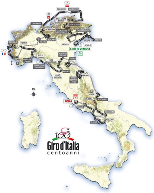 Giro d'Italia 2009 - Route Map